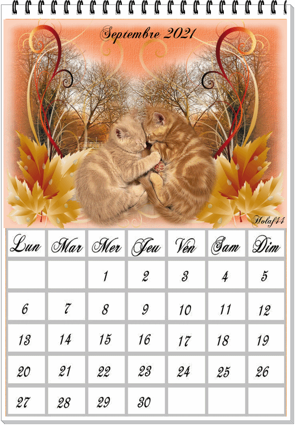 Calendriers Septembre 2021