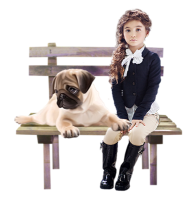 BEAU JOUET À trainer ancien Fillette avec son chien français celluloïd