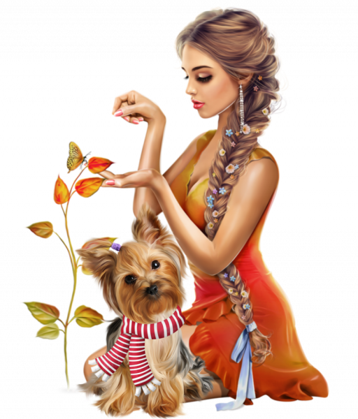 Les bonjours et contacts jounaliers du Mois d'Octobre 2019 Tube_femme_et_chiot